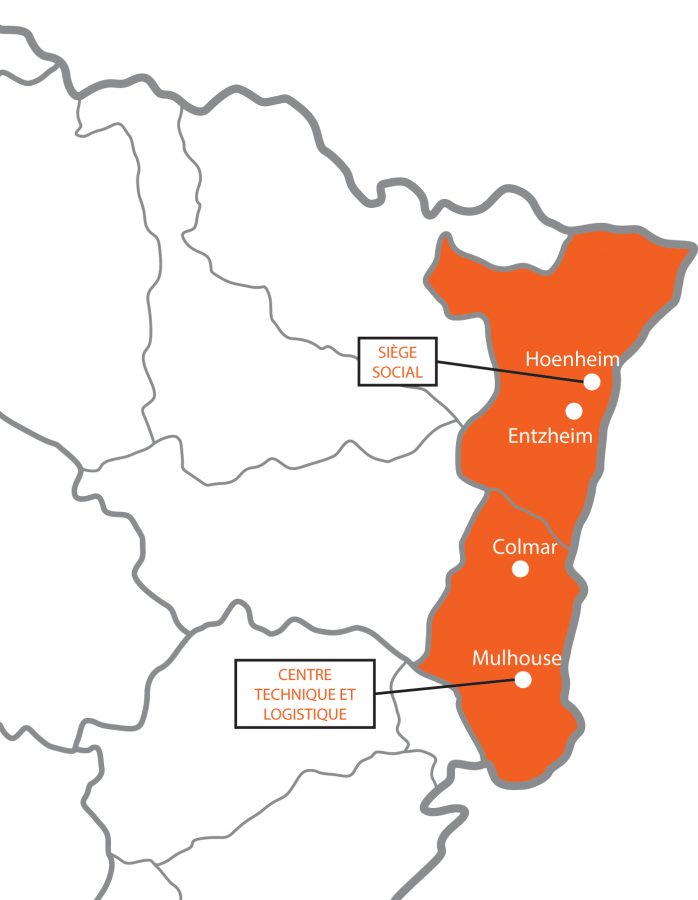 carte de répartition des agences Dyctal Bureautique